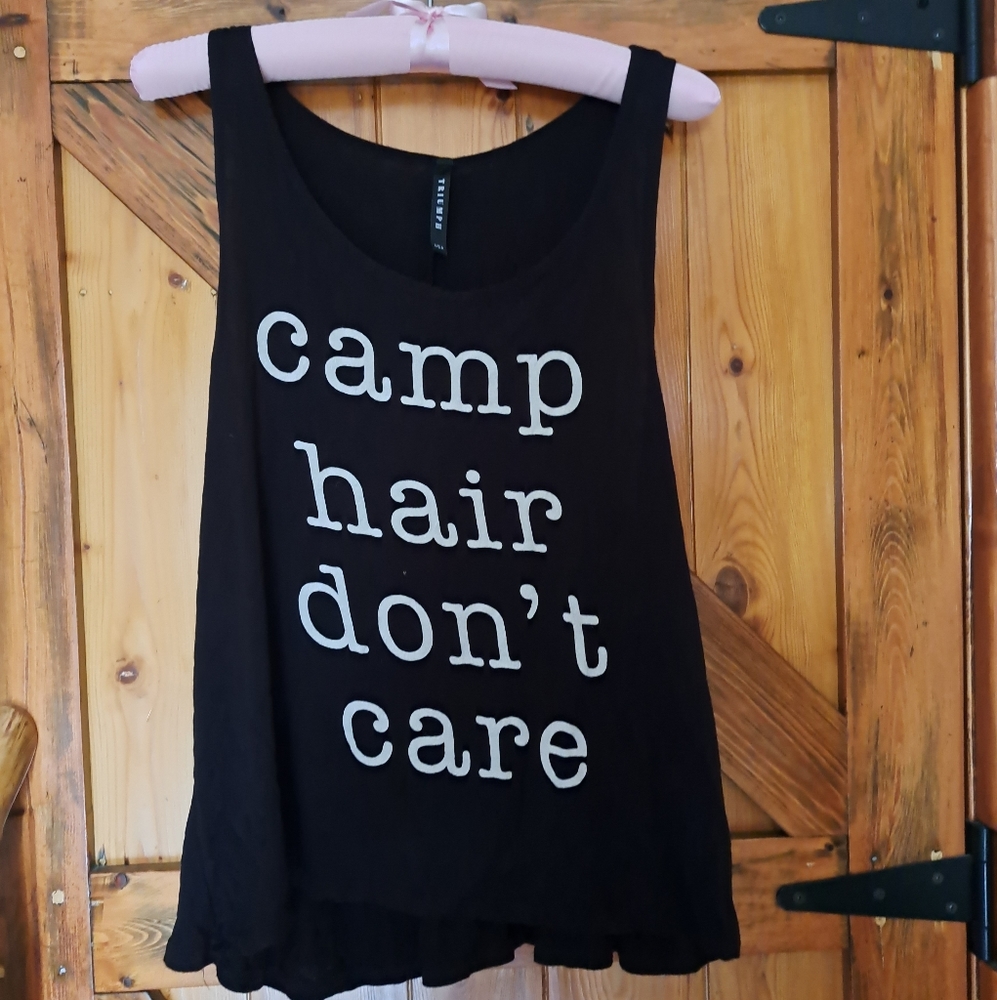 Swing Tank with Text - camp hair don't care